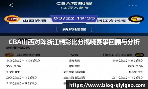 CBA山西对阵浙江精彩比分揭晓赛事回顾与分析